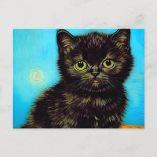 Carte Postale Van Gogh Style Pouting Kitten