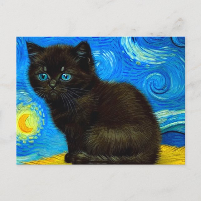 Carte Postale Van Gogh Style Starry Night Cat (Devant)