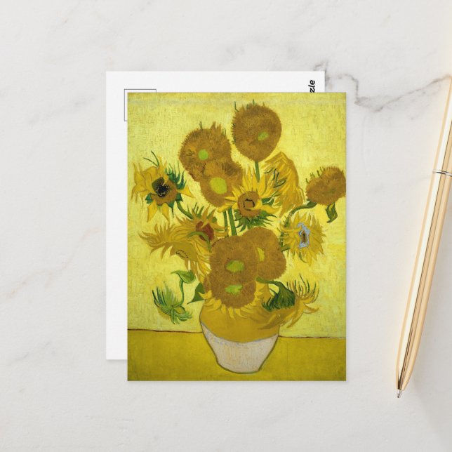 Carte Postale Van Gogh - Tournesols, 4e version, Répétition (Devant/Arrière en situation)