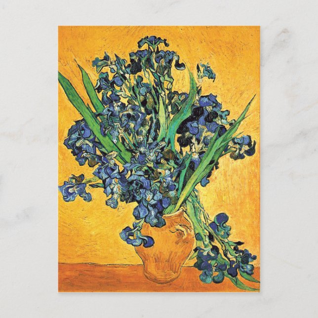 Carte Postale Van Gogh - Vase avec Irises Arrière - plan jaune (Devant)