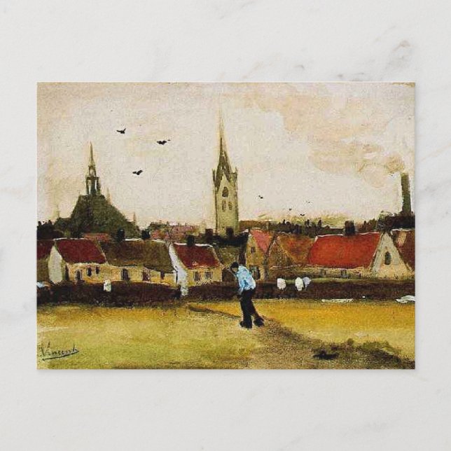 Carte Postale Van Gogh - Vue de La Haye avec Nouvelle Eglise (Devant)