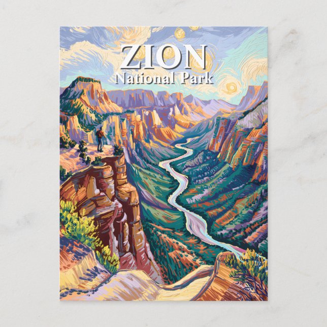 Carte Postale Van Gogh Zion National Park Canyon River Hiking (Devant)