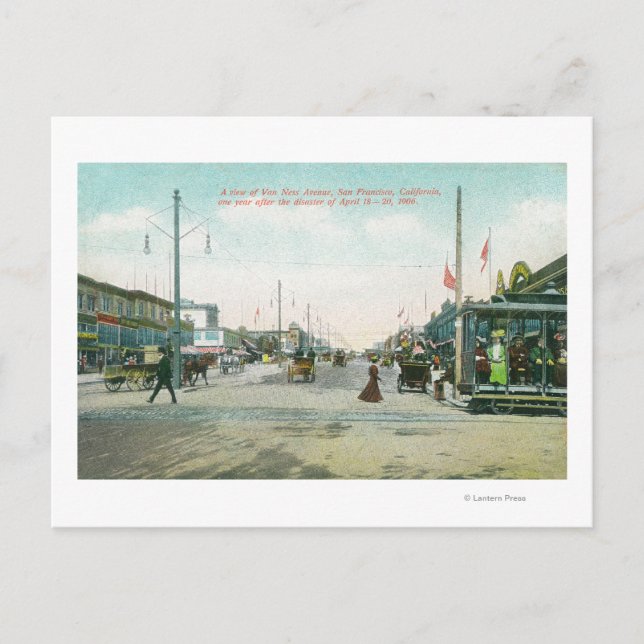 Carte Postale Van Ness Avenue Voir un an après l'incendie de (Devant)