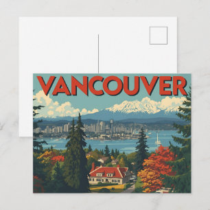 Carte Postale Vancouver Canada Travel Art Vintage