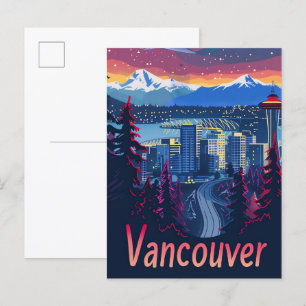 Carte Postale Vancouver Canada Vintage Retro Illustration de voy