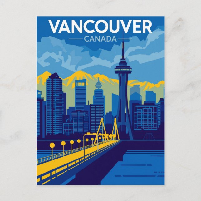 Carte Postale Vancouver Harbour Retro Skyline (Devant)