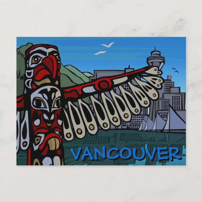 Carte Postale Vancouver Postcards Totem Pole & Landmarks Cards (Devant)