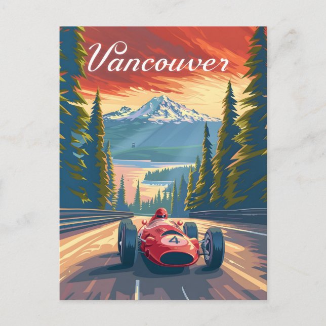 Carte Postale Vancouver Vintage Racing Car (Devant)