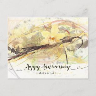 Carte Postale Vanilla Orchid Flower Abstract Art Calligraphy
