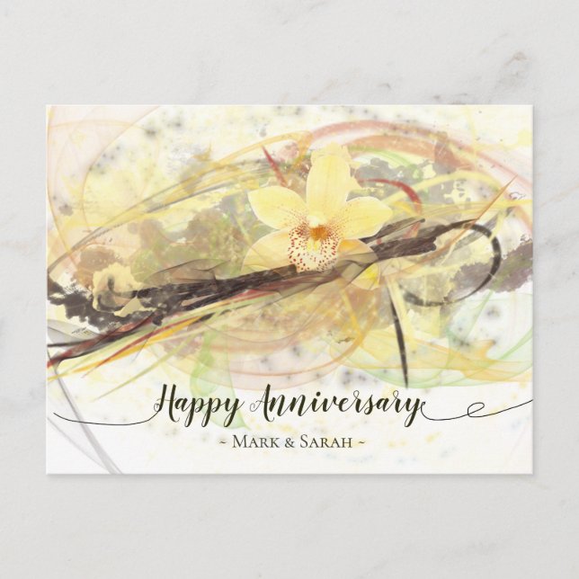 Carte Postale Vanilla Orchid Flower Abstract Art Calligraphy (Devant)