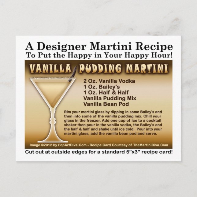 Carte postale Vanilla Pudding Martini Recette (Devant)