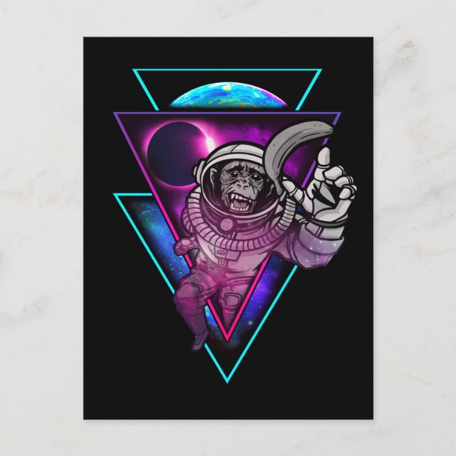 Carte Postale Vaporwave Astronaut Space Art Monkey Bankey (Devant)
