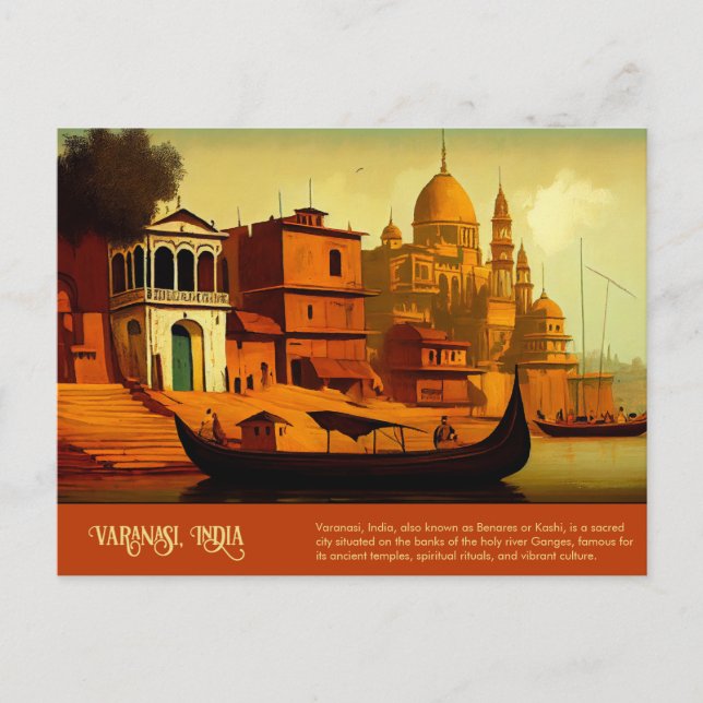 Carte Postale Varanasi peinture indienne (Devant)