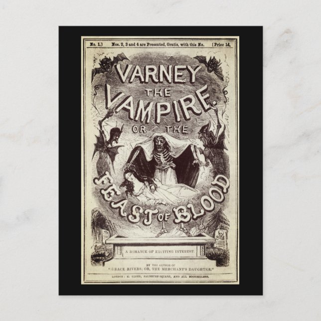 Carte Postale Varney le vampire (couverture de publication) (Devant)