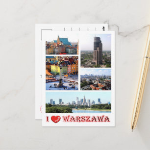 Carte Postale Varsovie - I Love -