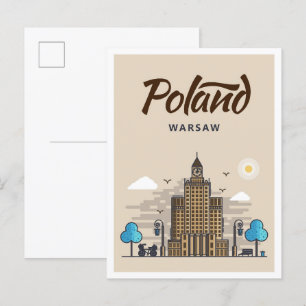 Carte Postale Varsovie Pologne Art Voyage Illustration