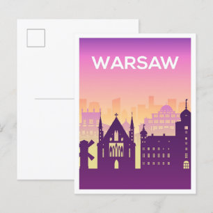 Carte Postale Varsovie Pologne Art Voyage Illustration