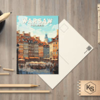 Varsovie Pologne Travel Art Vintage