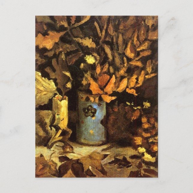 Carte Postale Vase avec des Feuilles morts Van Gogh (Devant)