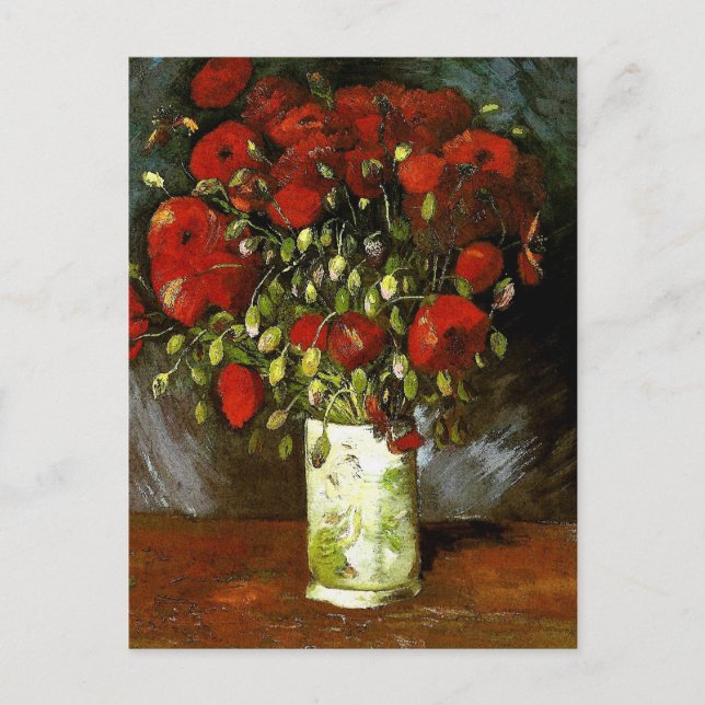 Carte Postale Vase avec des papillons rouges Van Gogh Art (Devant)
