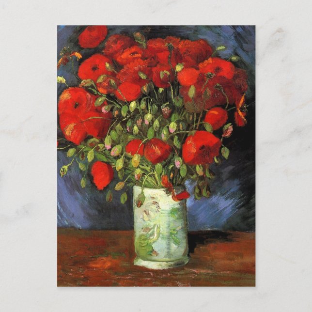 Carte Postale Vase avec des pavots rouges par Vincent Van Gogh (Devant)