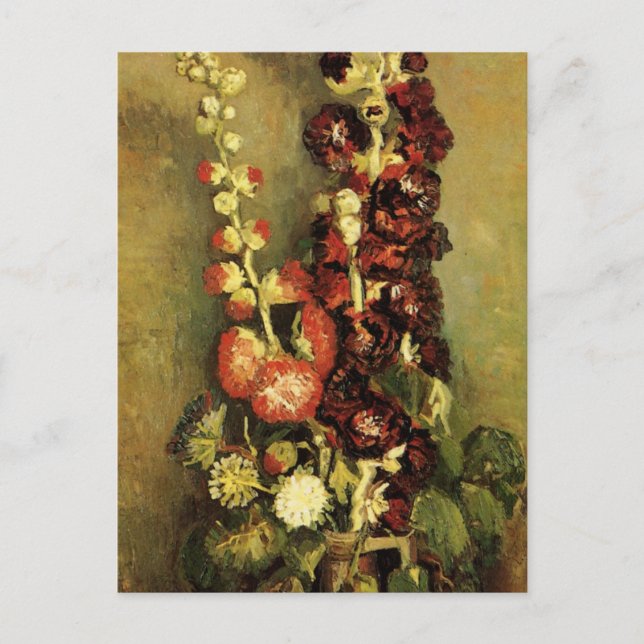 Carte Postale Vase avec Hollyhocks par Vincent van Gogh (Devant)