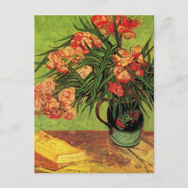 Carte Postale Vase avec Oleanders et livres par Vincent van Gogh (Devant)
