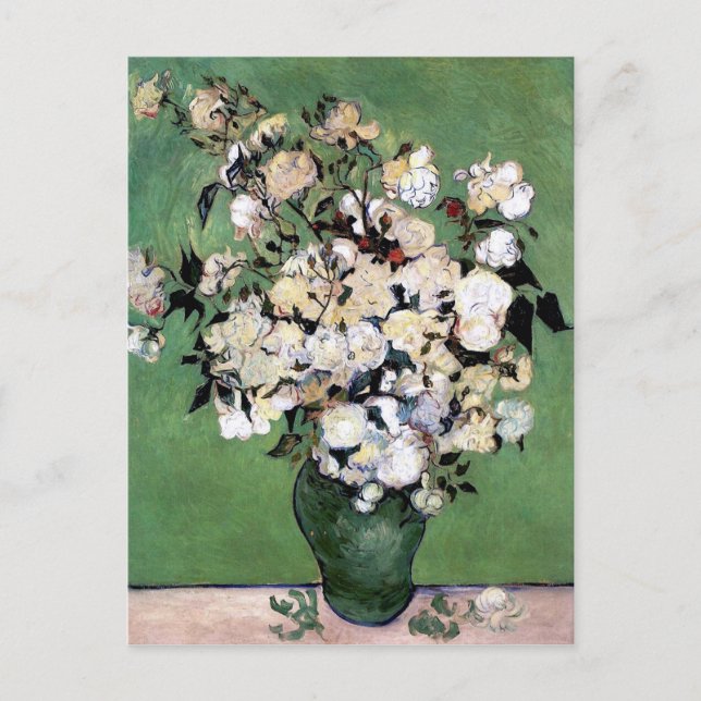 Carte Postale Vase avec roses roses roses (F682) Van Gogh Art (Devant)