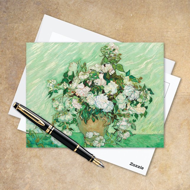 Carte postale Vase avec roses roses Vincent van Go (Créateur téléchargé)
