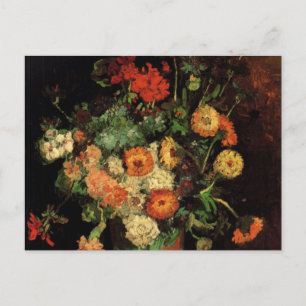 Carte Postale Vase avec Zinnias et Geraniums, Vincent van Gogh