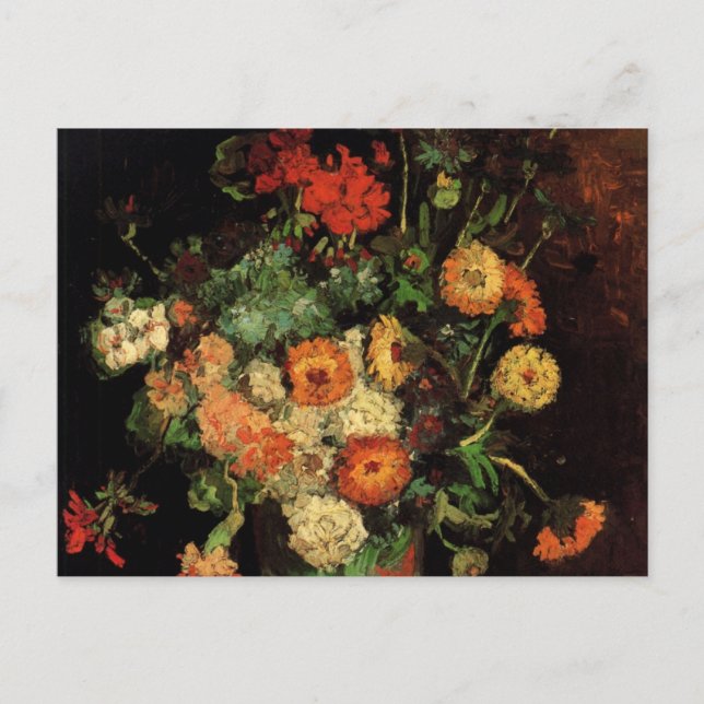 Carte Postale Vase avec Zinnias et Geraniums, Vincent van Gogh (Devant)