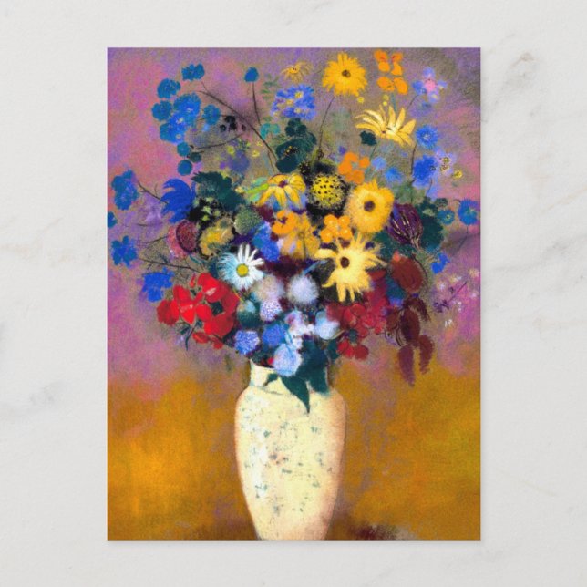 Carte Postale Vase blanc avec fleurs Odilon Redon (Devant)