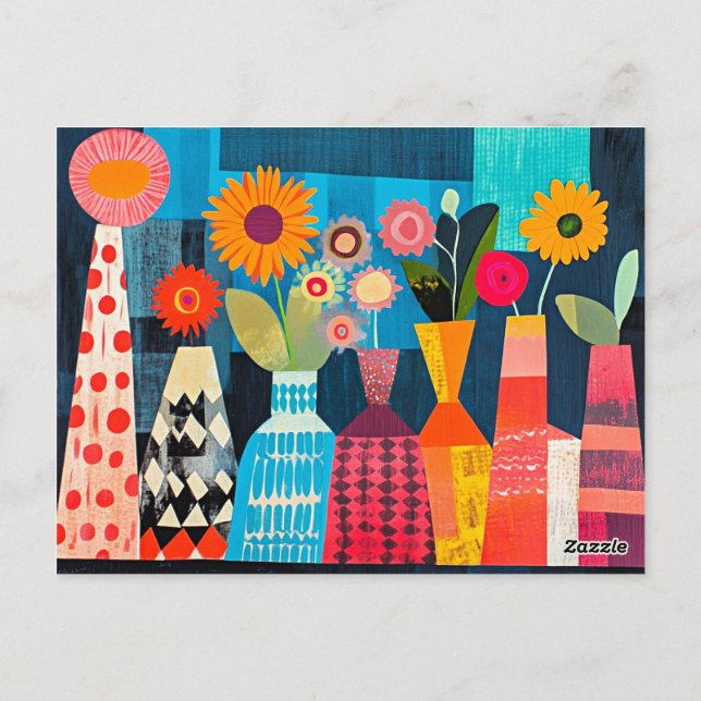 Carte Postale Vase de fleurs abstrait moderne (Dos)