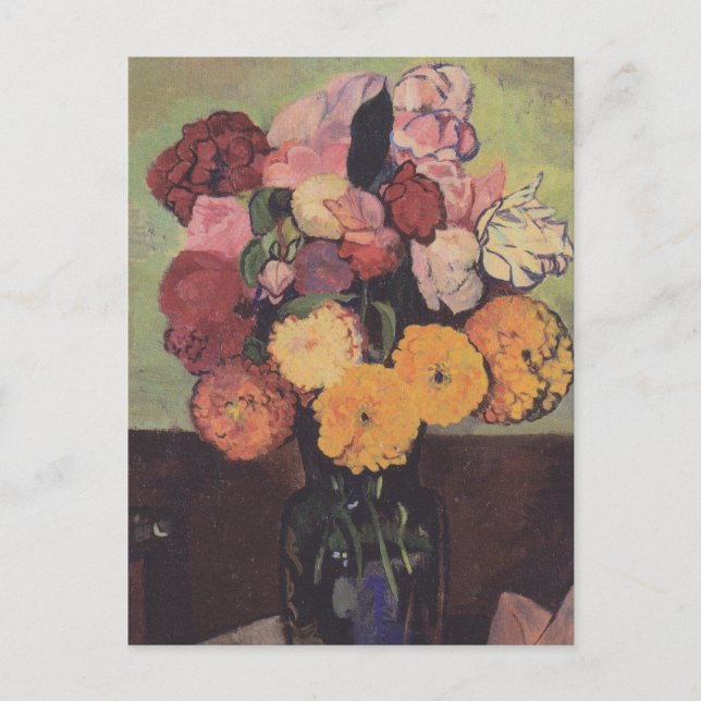 Carte Postale Vase de fleurs Suzanne Valadon sur une table ronde (Devant)