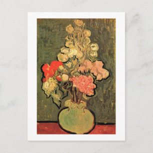 Carte Postale Vase de la vie morte Rose-Mallows Van Gogh Art