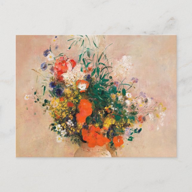 Carte Postale Vase des fleurs de Redon Post-impressionniste (Devant)