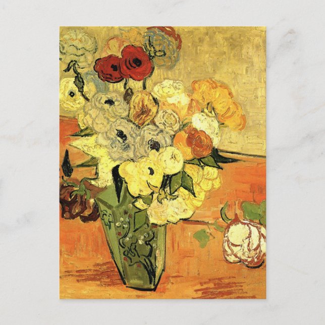 Carte Postale Vase japonaise, Rose, Anémones par Vincent van Gog (Devant)