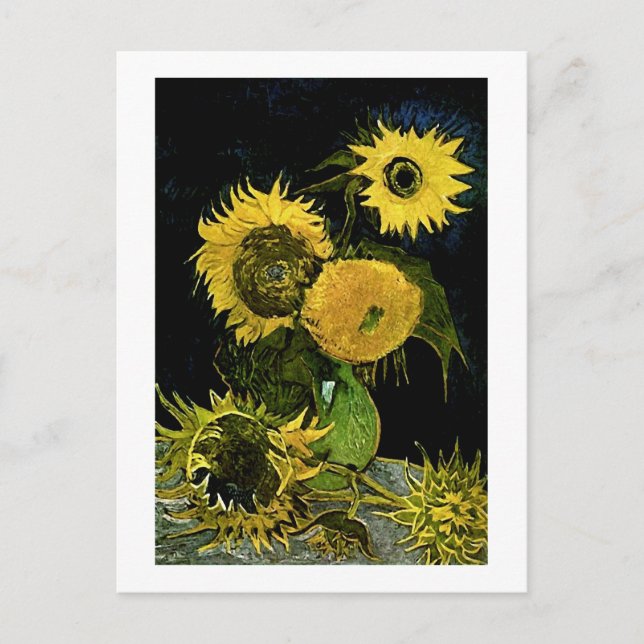 Carte Postale Vase Still Life Cinq tournesols Van Gogh Art (Devant)