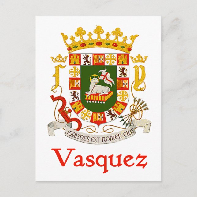Carte Postale Vasquez Bouclier de Porto Rico (Devant)