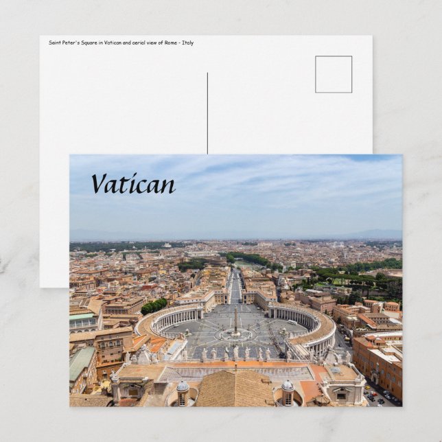 Carte Postale Vatican, Italie : Vue aérienne Carré de Saint-Pier (Devant / Derrière)