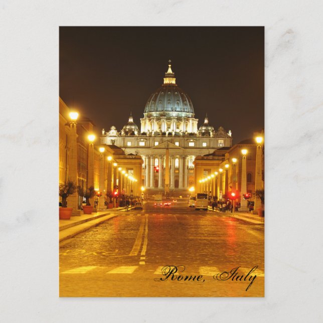 Carte Postale Vatican, Rome, Italie la nuit (Devant)