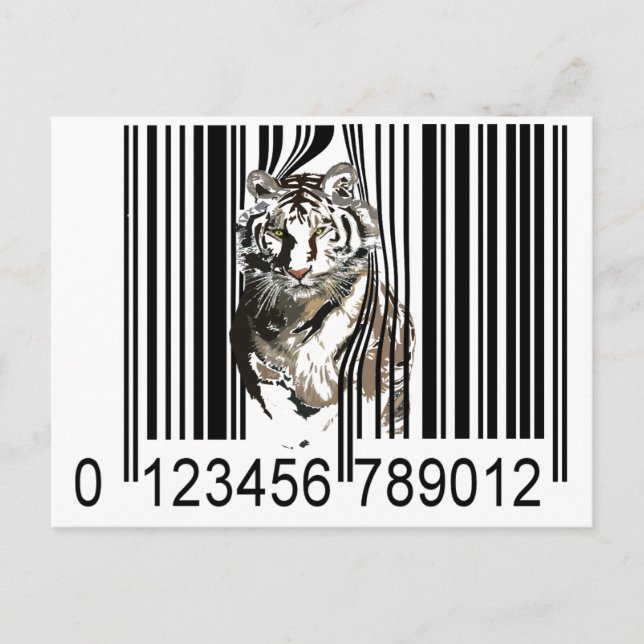 Carte Postale Vecteur de code barre de tigre amusant (Devant)