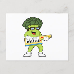 Carte Postale Vegan Broccoli at Music with Guitar