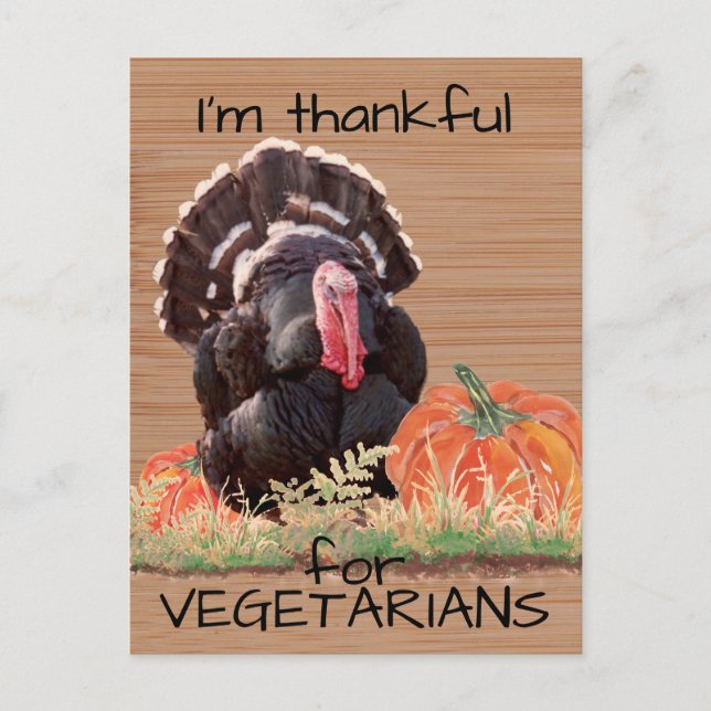 Carte Postale Végétarien Thanksgiving Turquie Merci photo (Devant)