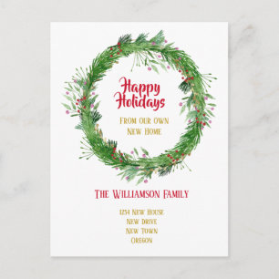 Carte Postale Végétation d'hiver Nouvelle maison Joyeuses vacanc