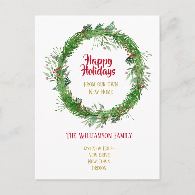 Carte Postale Végétation d'hiver Nouvelle maison Joyeuses vacanc (Devant)