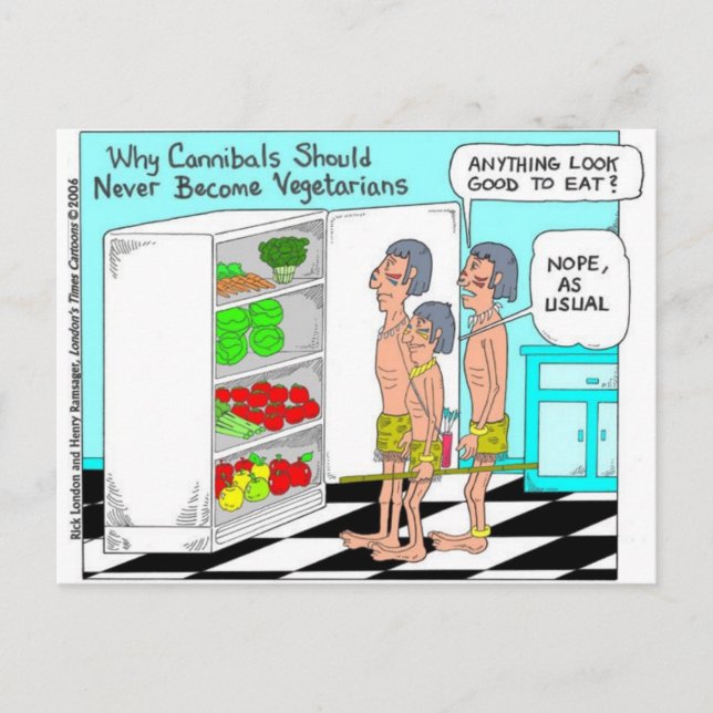 Carte Postale Veggie Cannibals Drôle Offbeat Dons (Devant)