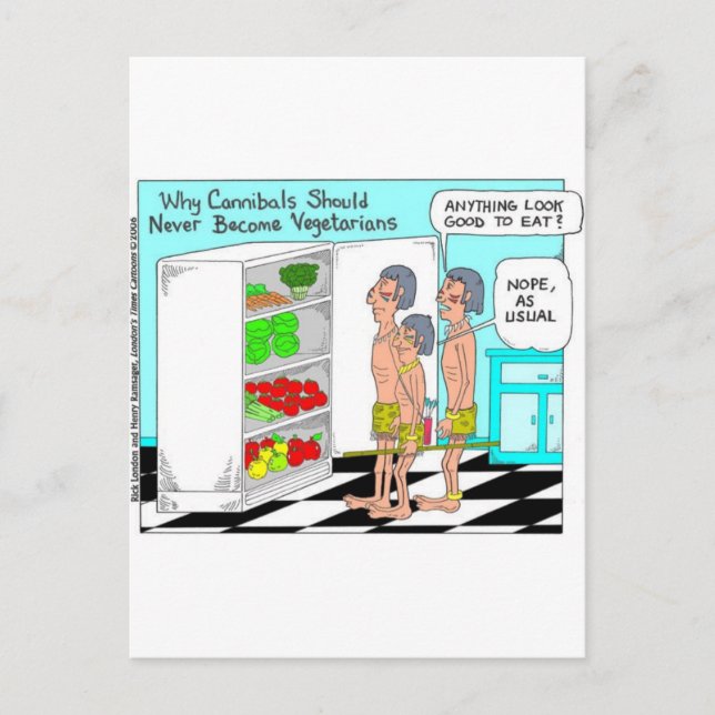 Carte Postale Veggie Cannibals Drôle Offbeat Dons (Devant)