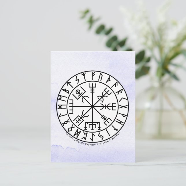 Carte Postale Vegvisir Viking Compass Symbol Design (Debout devant)
