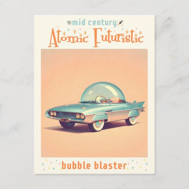 Carte Postale Véhicule à bulle atomique futuriste (Devant)